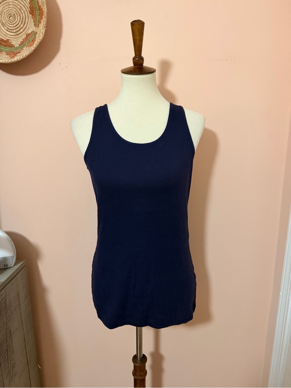 GAP Stretch Extensible Navy Ribbed Scoop Neck Tank Top Sz XL